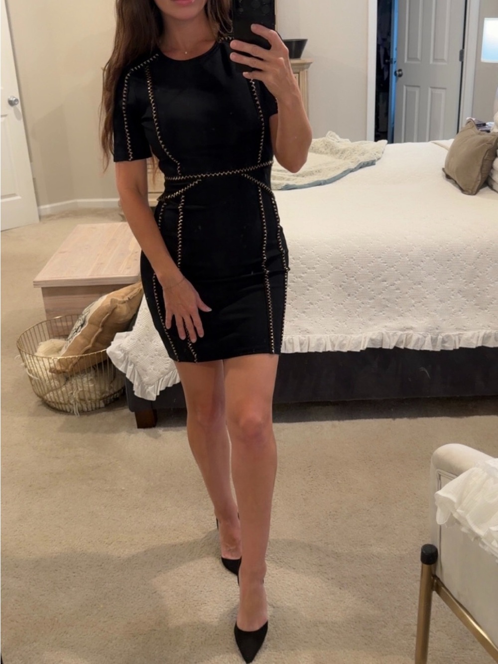 Black Short Sleeve Bodycon Dress